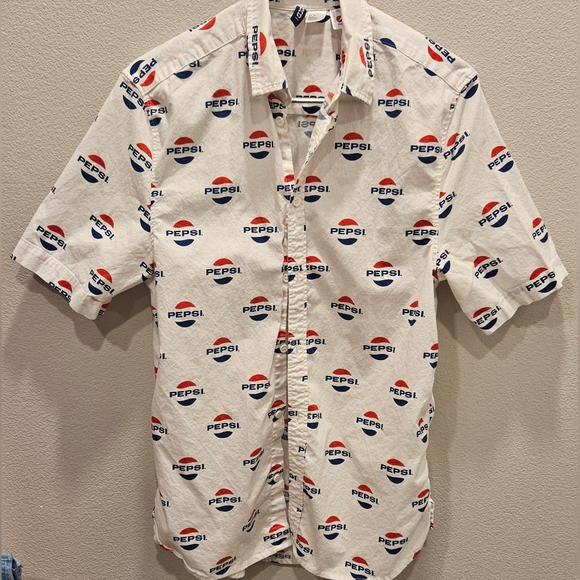 Divided Other - Divided White Pepsi Logo Men's Casual Button Down Shirt